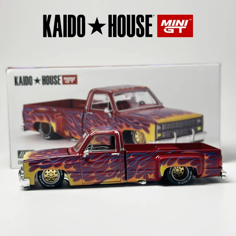 MiniGT Kaido House Chevrolet Silverado Dually On Fire V1 1:64 – Colecionável