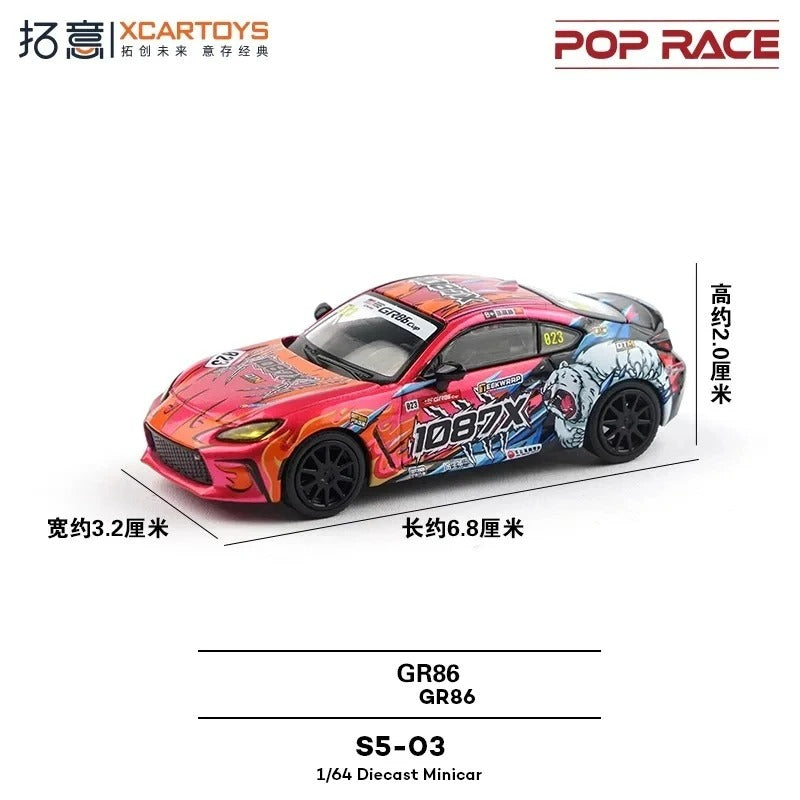 Pop Race Toyota GR86 1087X S5-03 1:64 Diecast Colecionável