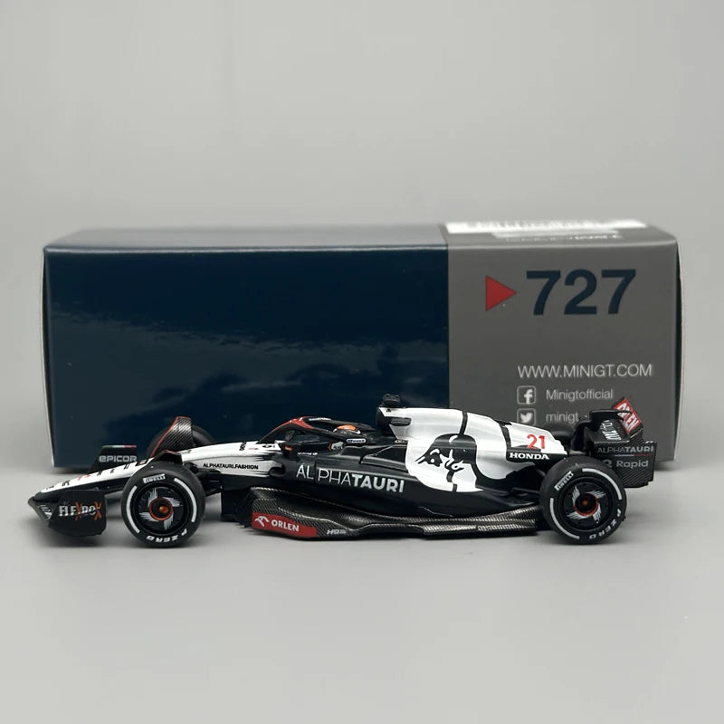 Miniatura F1 MiniGT AlphaTauri AT04 1:64 2023 Nyck de Vries Yuki Tsunoda