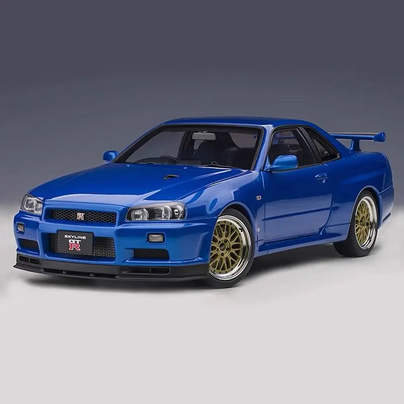 Miniatura Nissan Skyline GT-R R34 Ares 1:18 Diecast Metal com Som e Luz