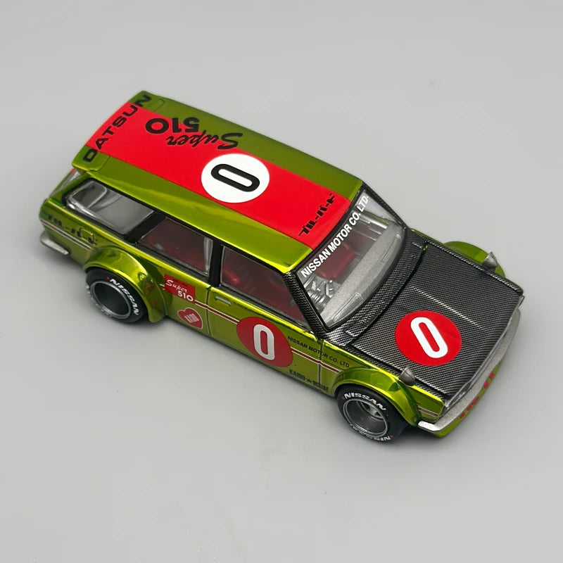 MiniGT Kaido House Datsun 510 Wagon OG Flo Yellow 1:64 – Diecast Colecionável