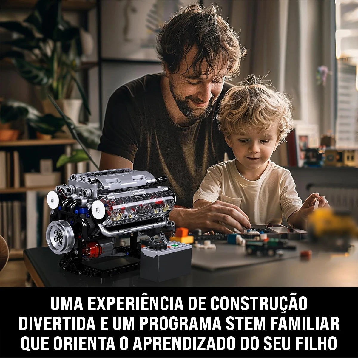 Motor V8 Lego - Montagem 535 Peças