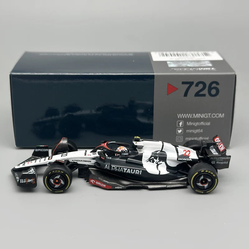 Miniatura F1 MiniGT AlphaTauri AT04 1:64 2023 Nyck de Vries Yuki Tsunoda