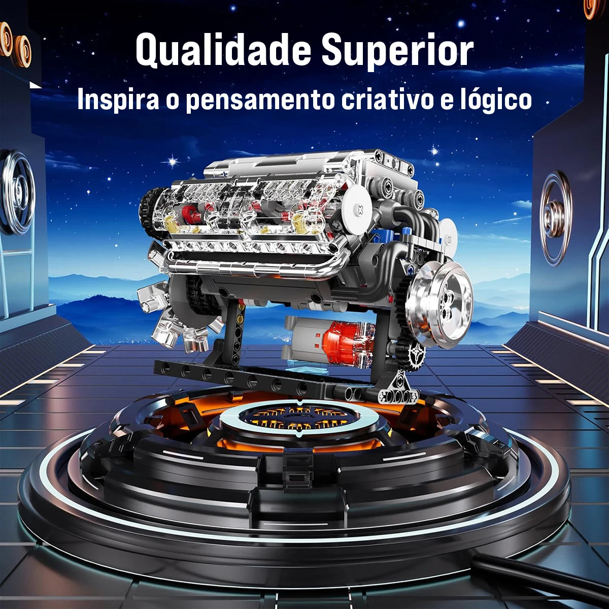 Motor V8 Lego - Montagem 535 Peças