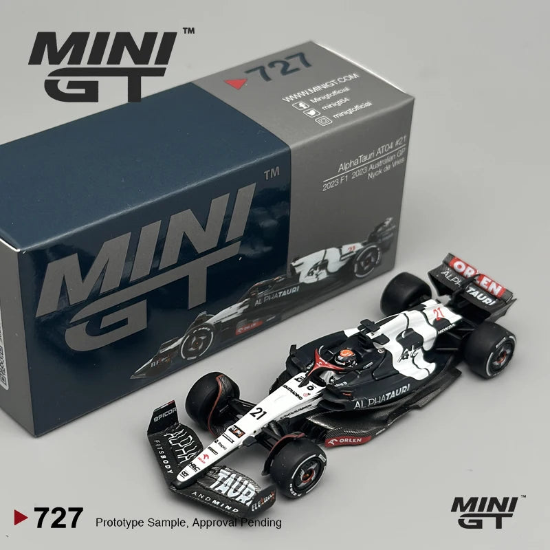 Miniatura F1 MiniGT AlphaTauri AT04 1:64 2023 Nyck de Vries Yuki Tsunoda