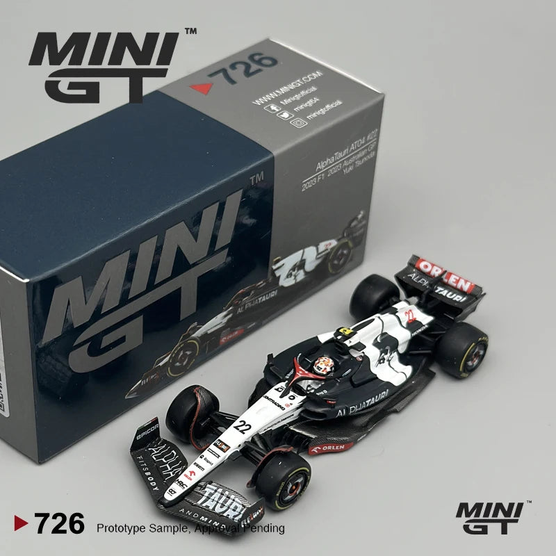 Miniatura F1 MiniGT AlphaTauri AT04 1:64 2023 Nyck de Vries Yuki Tsunoda